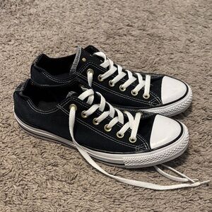 Classic Black Canvas Sneakers with White Laces